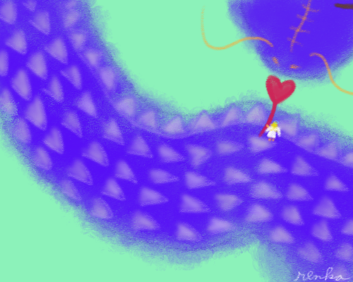 龍とハートのイラスト
